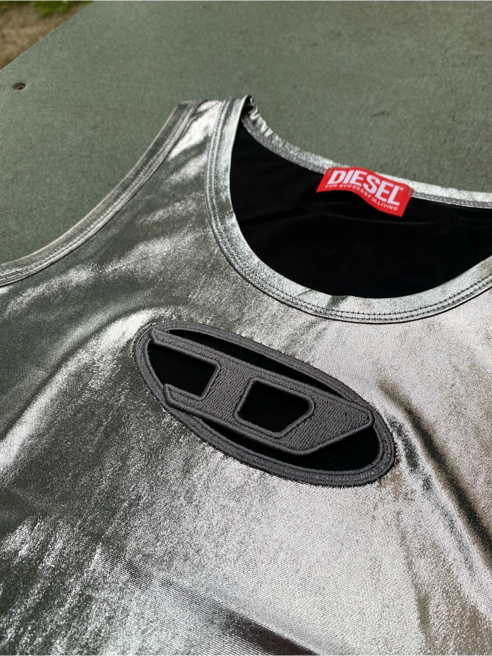 Diesel *DISCONTINUED* Metallic D-Logo Silver Tank Top New w Tag/Shipping Bag